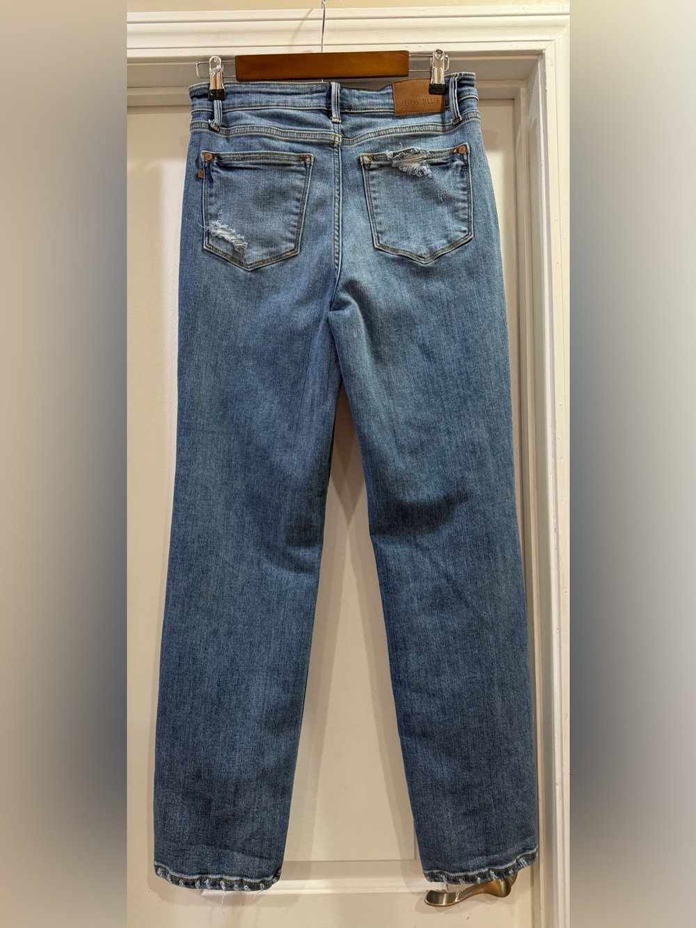Judy Blue Distressed Stretch Straight Leg Denim Blue Jeans Size 7/28